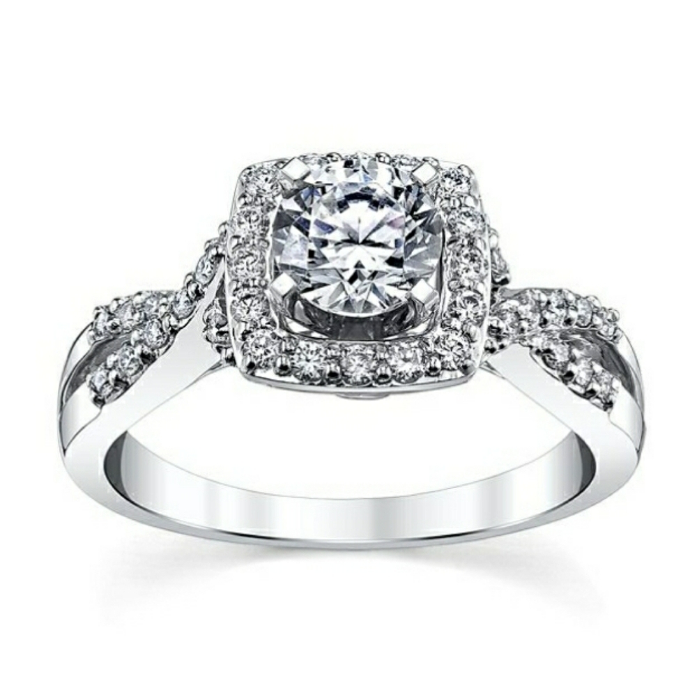 14k White Gold Diamond Engagement Ring